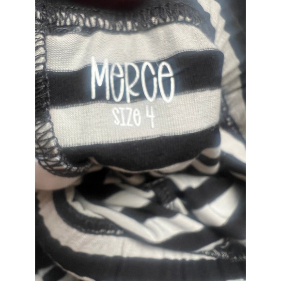 Merce & Me Girls 4 Outfit Black Pearl Dress Gray/Black Striped Ruffle Pants Set - Picture 8 of 11